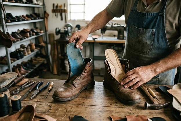 Troca de palmilhas em sapatos realizada por sapateiro em Formosa.